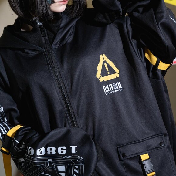 Error Code Cyberpunk Tech Oversized Black Yellow Jacket - Picture 7 of 8
